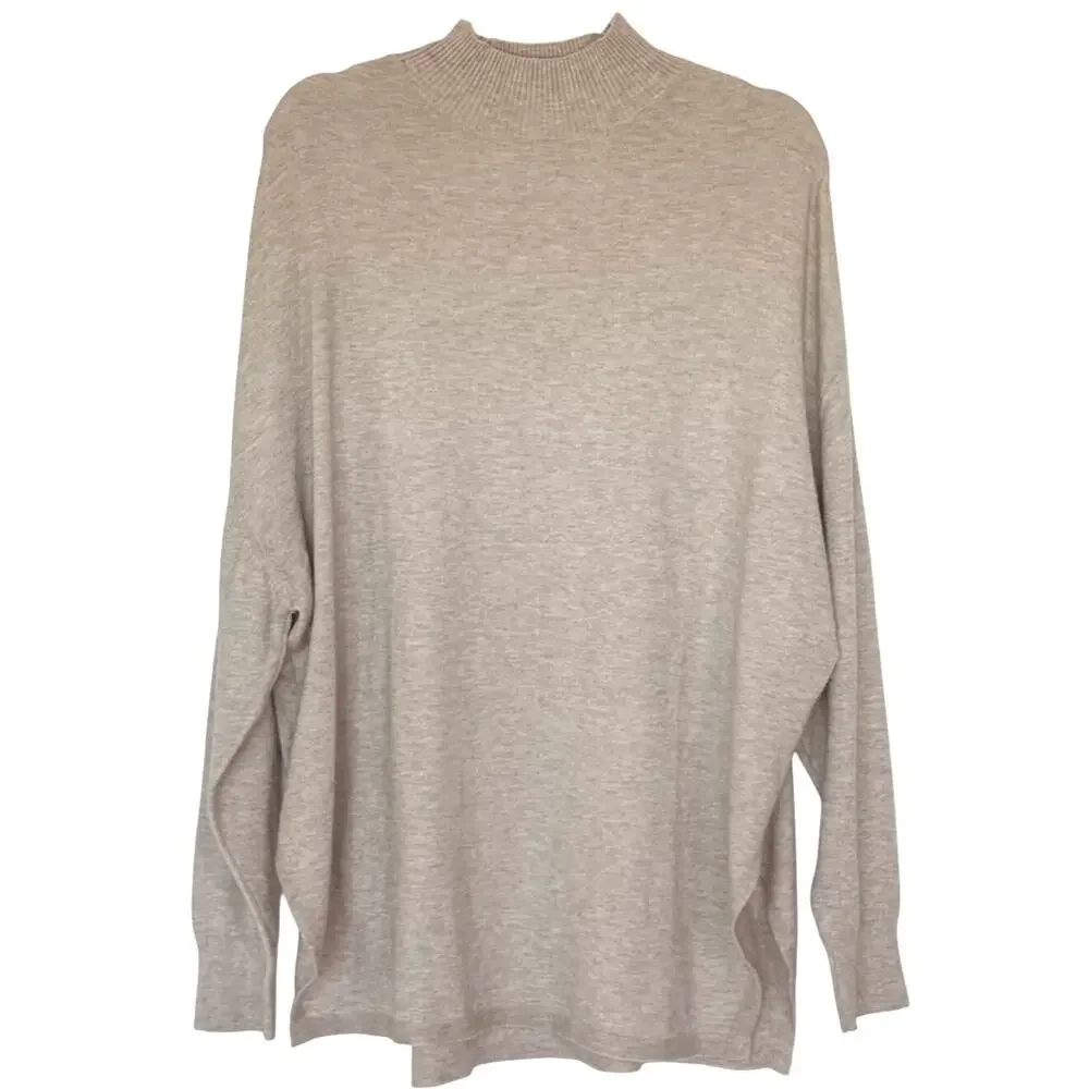 MNG High Neck Knit Long Sleeve Sweater Jumper Size Small Beige/Tan
